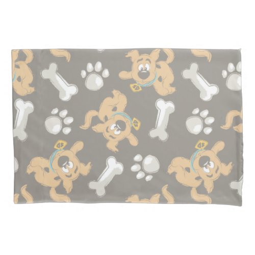 Puppy Scooby_Doo Bone  Paw Print Pattern Pillow Case