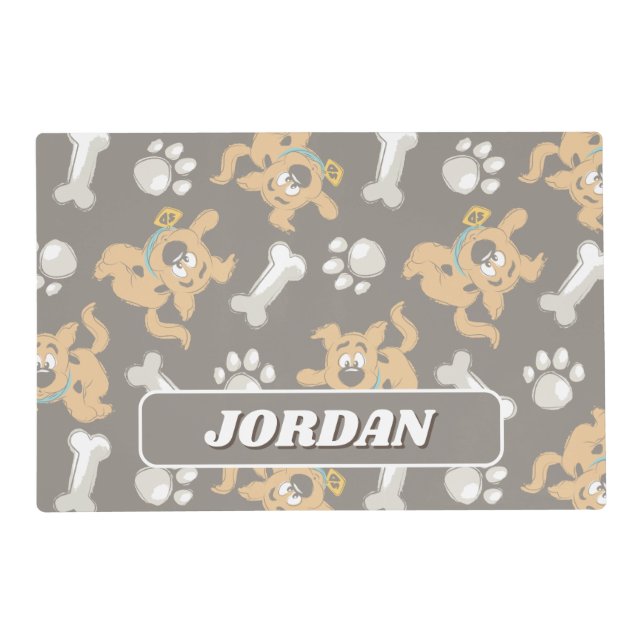 Puppy Scooby-Doo Bone & Paw Print Pattern Placemat (Front)