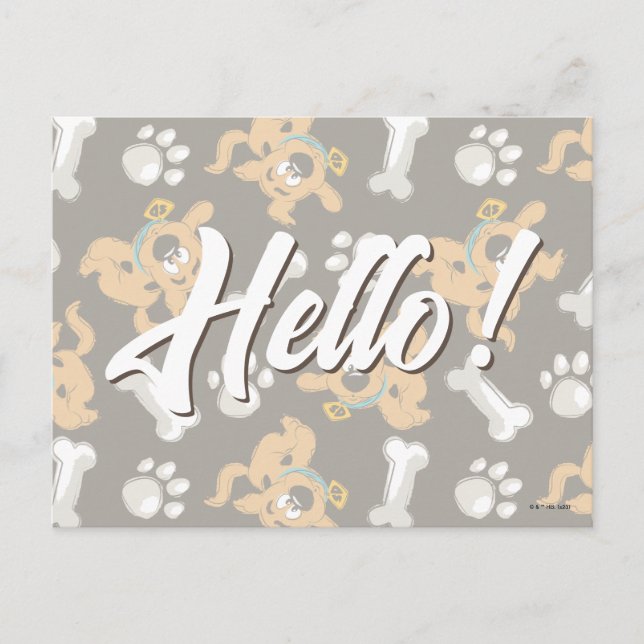 Puppy Scooby-Doo Bone & Paw Print Pattern Postcard (Front)