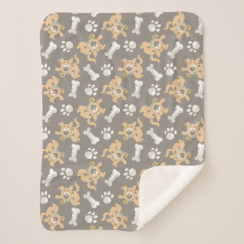 Puppy Scooby_Doo Bone  Paw Print Pattern Sherpa Blanket