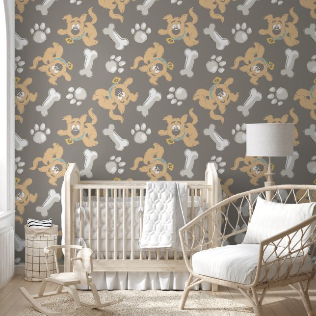 Puppy Scooby-Doo Bone & Paw Print Pattern Wallpaper (Kids)