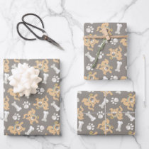 Puppy Scooby-Doo Bone & Paw Print Pattern Wrapping Paper Sheets