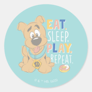 Puppy Scooby-Doo "Eat, Sleep, Play, Repeat" Classic Round Sticker
