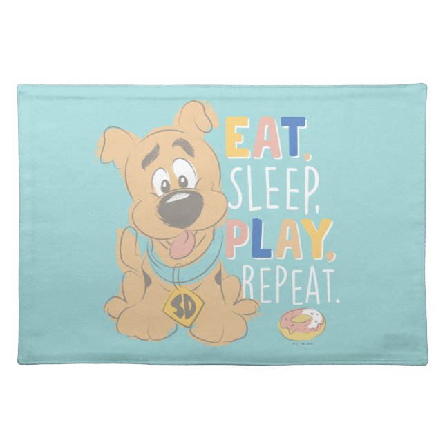 Puppy Scooby-Doo "Eat, Sleep, Play, Repeat" Cloth Placemat (Front)