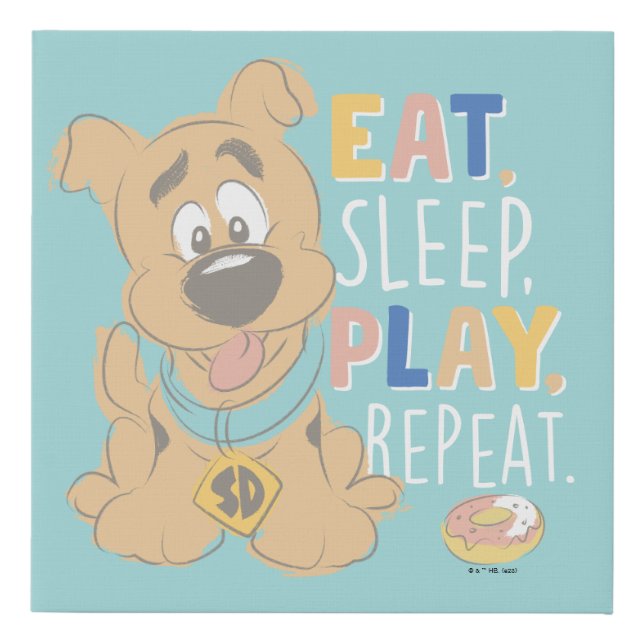 Puppy Scooby-Doo "Eat, Sleep, Play, Repeat" Faux Canvas Print (Front)