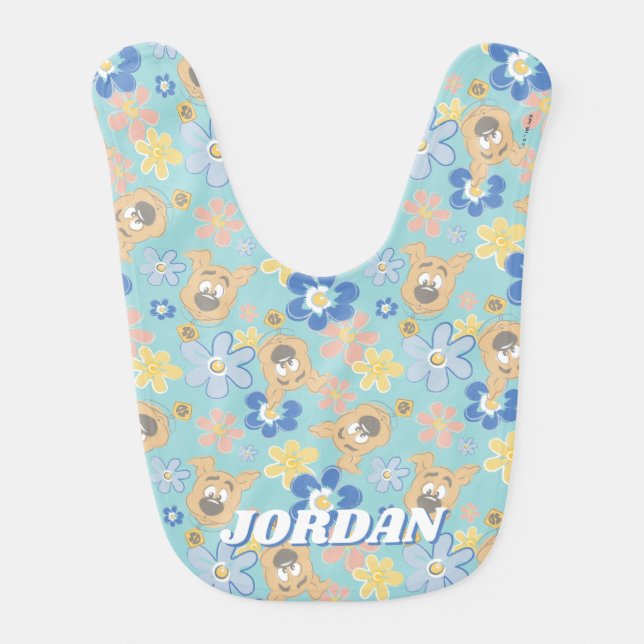 Puppy Scooby-Doo Flower Pattern Baby Bib (Front)