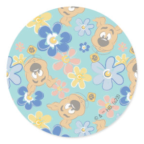 Puppy Scooby-Doo Flower Pattern Classic Round Sticker