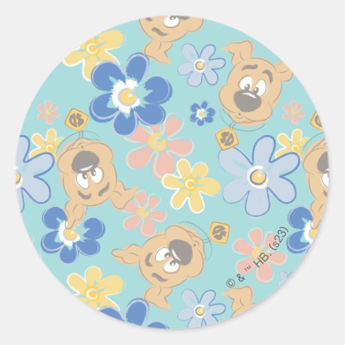Puppy Scooby_Doo Flower Pattern Classic Round Sticker