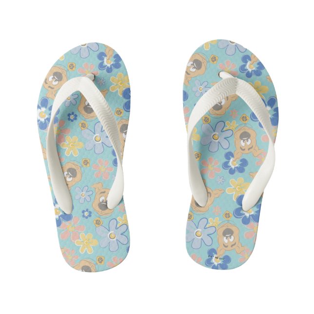 Puppy Scooby-Doo Flower Pattern Kid's Flip Flops (Footbed)