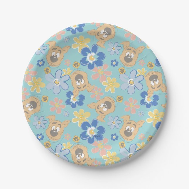Puppy Scooby-Doo Flower Pattern Paper Plates (Front)