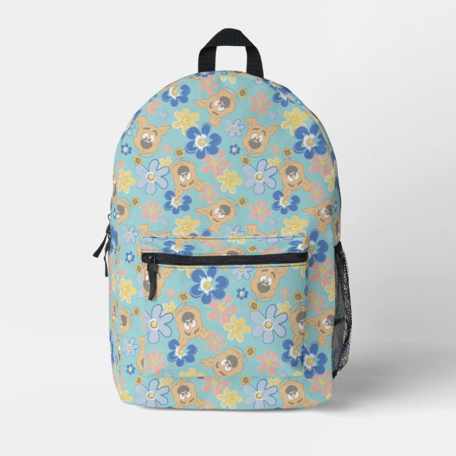 Puppy Scooby-Doo Flower Pattern Printed Backpack (Front)