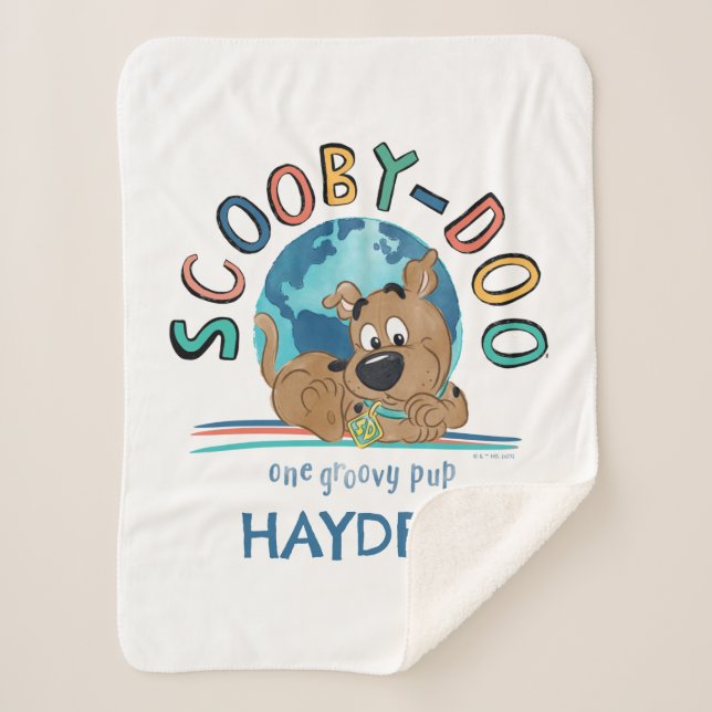 Puppy Scooby-Doo "One Groovy Pup" Sherpa Blanket (Front)