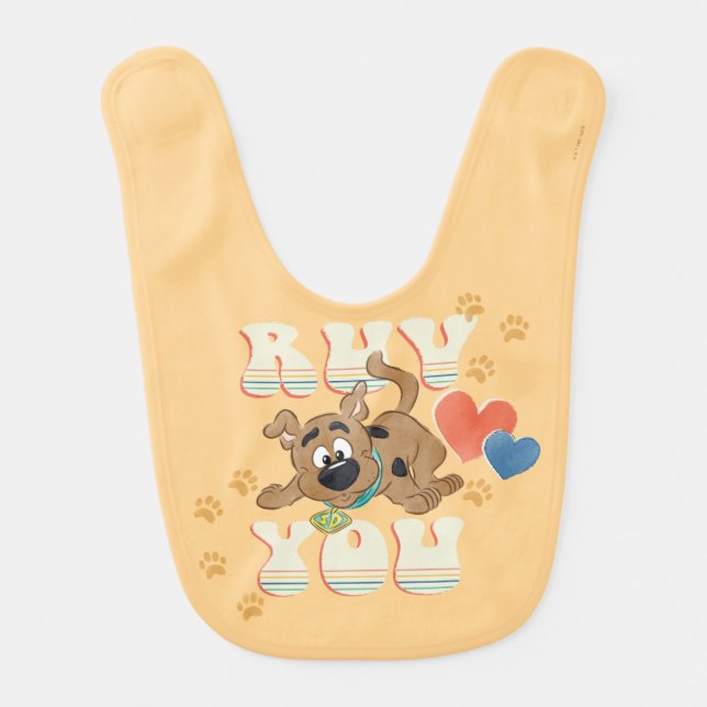 Puppy Scooby-Doo "Ruv You" Baby Bib (Front)