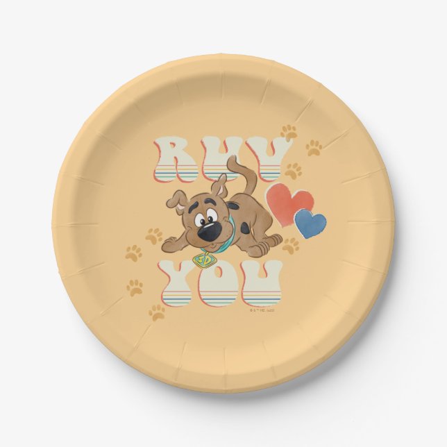 Puppy Scooby-Doo "Ruv You" Paper Plates (Front)