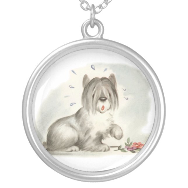 puppy-shaggy silver plated necklace (Front)