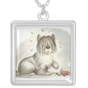 puppy-shaggy silver plated necklace