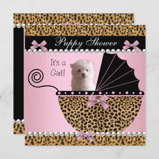 Puppy Shower Cute Dog Pink Leopard (Front/Back)