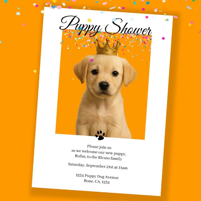 Puppy Shower Cute Personalized Dog Adoption Invitation (Puppy Shower Cute Personalized Dog Adoption Invitation by Ricaso. For new pup or adopted adult dog)