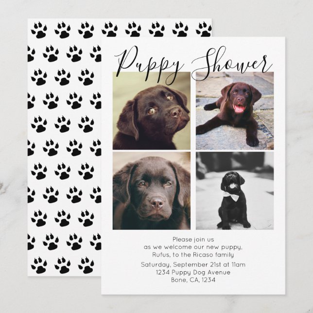 Puppy Shower Cute Personalized Dog Adoption Invitation (Front/Back)