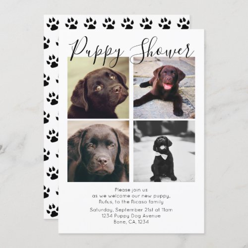 Puppy Shower Cute Personalized Dog Adoption Invitation