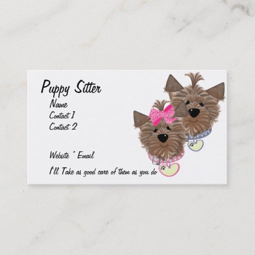 Customizable Puppy Sitter Business Card