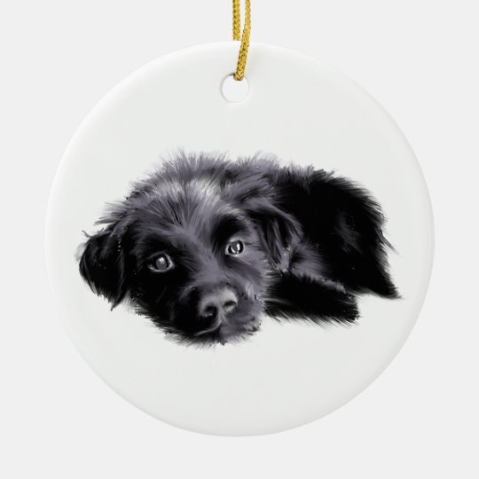 Puppy Sketch Ceramic Ornament