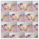 Puppy Sleep Flower 01 Fabric