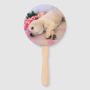 Puppy Sleep Flower 01 Hand Fan