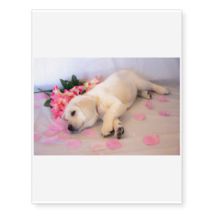 Puppy Sleep Flower 01 Temporary Tattoos
