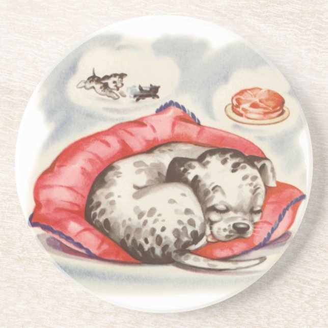 puppy sleeping drink coaster (Front)