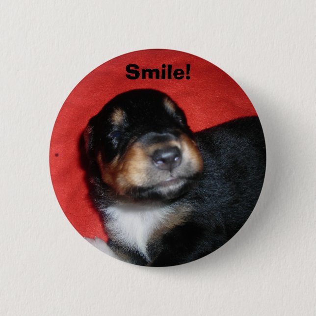 Puppy Smile Pinback Button (Front)