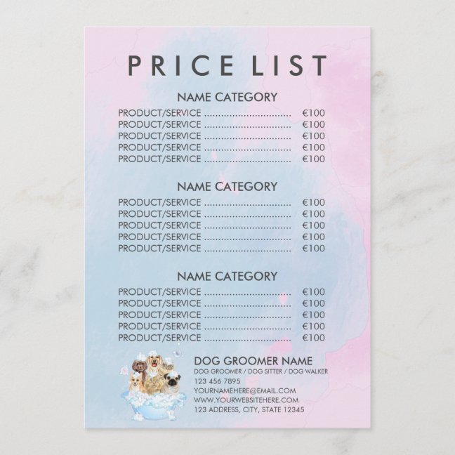 Puppy Spa Price List Bath Grooming Menu