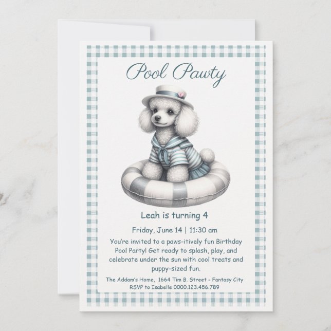 Puppy Splash Birthday Pool Party Invitation (Front)