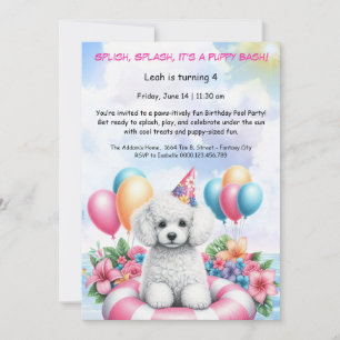 Puppy Splash Birthday Pool Party Invitation