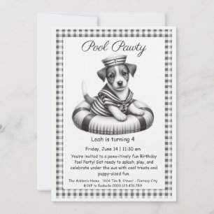 Puppy Splash Birthday Pool Party Invitation