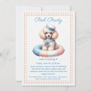 Puppy Splash Birthday Pool Party Invitation
