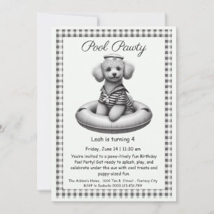 Puppy Splash Birthday Pool Party Invitation