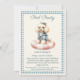 Puppy Splash Birthday Pool Party Invitation