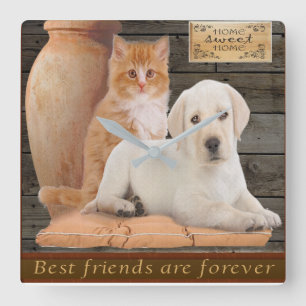 Puppy Square Wall Clock