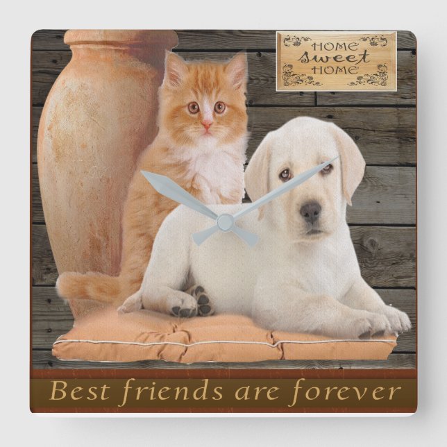 Puppy Square Wall Clock (Front)