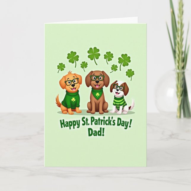 Puppy St Patricks Day Dad Card (Front)