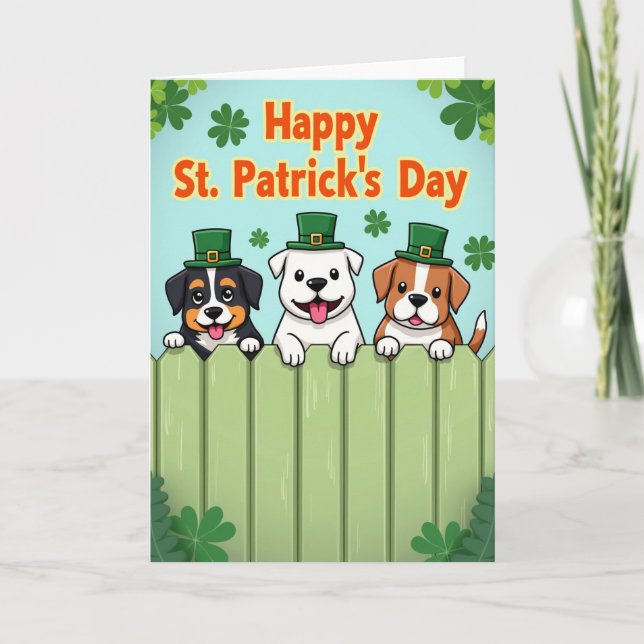 Puppy St Patricks Day Fun Card (Front)