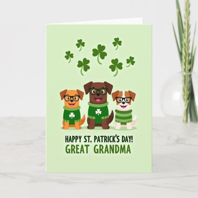 Puppy St Patricks Day Great Grandma Card (Front)