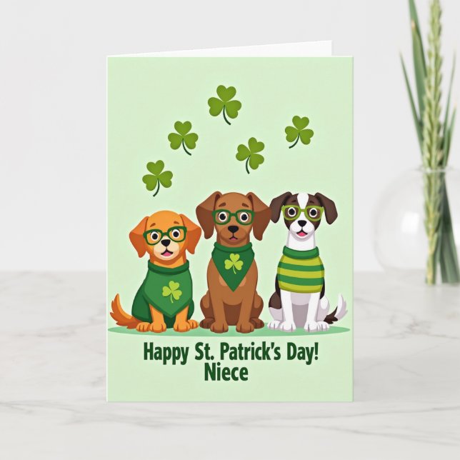 Puppy St Patricks Day Niece Card (Front)