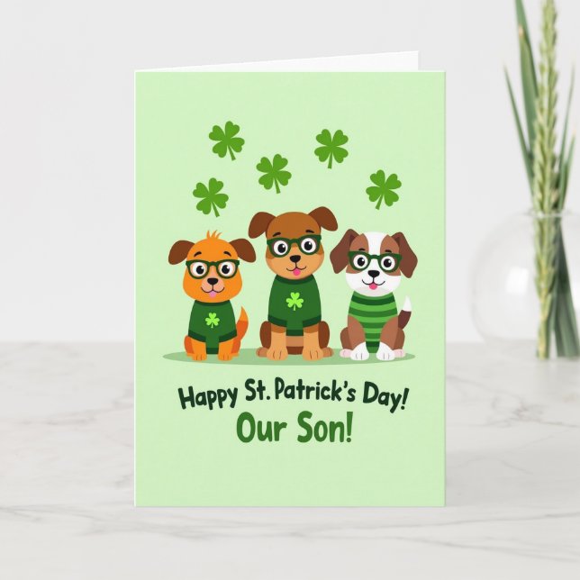 Puppy St Patricks Day Son Card (Front)