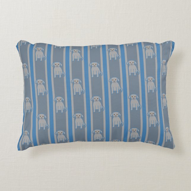 Puppy Striped Accent Pillow (Front)