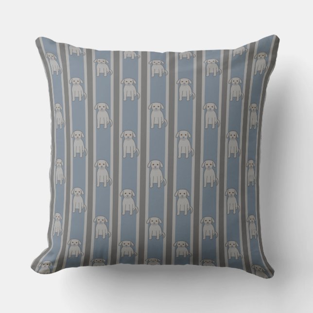 Puppy Striped Throw Pillow (Front)