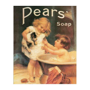 Puppy Taking A Bath Vintage Antique Acrylic Print