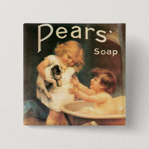 Puppy Taking A Bath Vintage Antique Button