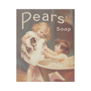 Puppy Taking A Bath Vintage Antique Gallery Wrap